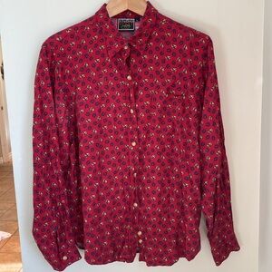 Studio West Lucky Horseshoe Western Long Sleeve Button Down Shirt Size L